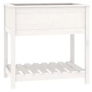 Berkfield Planter with Shelf White 82.5x54x81 cm Solid Wood Pine