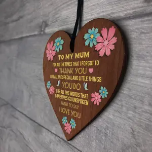 Red Ocean Mothers Day Gift Hanging Wood Sign For Mum Mummy Heart Love Sign Birthday Gift Ideas For Mum