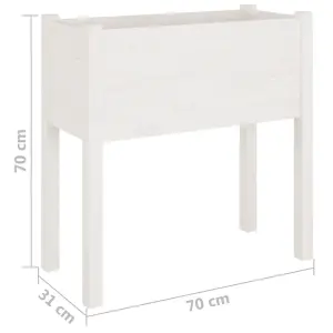 Berkfield Garden Planter White 70x31x70 cm Solid Pinewood