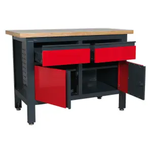 Sealey Workstation With 2 Drawers 2 Cupboards Heavy Duty 300kg Capacity AP1372A