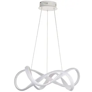 LED Ceiling Pendant Light 44W Warm White 630mm White Loop Feature Strip Lamp