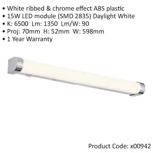 Bathroom Over Mirror Wall Light - 600mm Length - 15W Daylight White LED