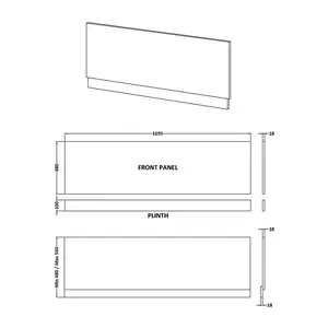 1700mm Bath Front Panel Midnight Blue