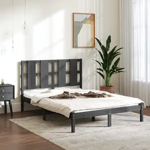 Berkfield Bed Frame Grey Solid Wood Pine 120x200 cm