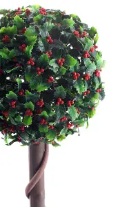 Best Artificial 2ft - 60cm Christmas Holly Ball Topiary Tree