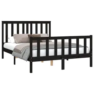 Berkfield Bed Frame with Headboard Black 120x200 cm Solid Wood Pine