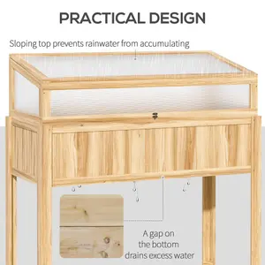 Outsunny Wood Cold Frame Mini Greenhouse with Elevated Garden Box Natural