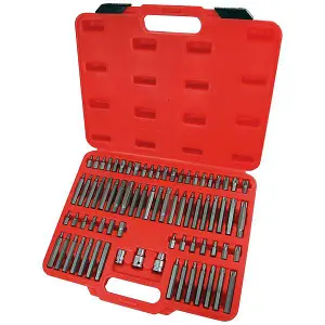 75pc Hex, Ribe, Spline, Star Bit Socket Set 1/2" and 3/8" Adaptor Neilsen CT3750