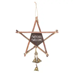 Something Different Witches Welcome Willow Pentagram Door Sign Set Brown/White (One Size)