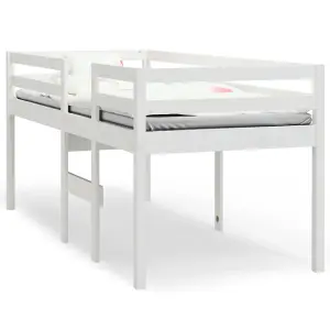 Berkfield High Sleeper Bed White 90x190 cm 3FT Single Solid Wood Pine