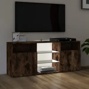 Berkfield TV Cabinet with LED Lights Smoked Oak 120x30x50 cm