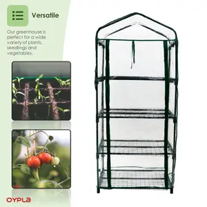 Oypla Growhouse 4-Tier Garden Greenhouse Ideal For Propagating Seeds And Bringing-on Plants - 130x50x45cm