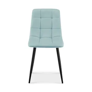 Zurich Blue Velvet Embossed Dining Chair for Modern Elegance