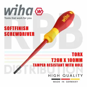 Wiha Torx Screwdriver T20H SlimFix Fit SoftFinish VDE Electrician Security 41143