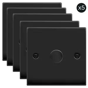 5 PACK - Matt Black 1 Gang 2 Way LED 100W Trailing Edge Dimmer Light Switch - SE Home