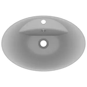 Luxury Basin Overflow Oval Matt Light Grey 58.5x39 cm Ceramic