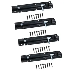 150mm Tower Bolt Shoot Bolt Sliding Latch Catch Shed Gate Garage Door 4pk