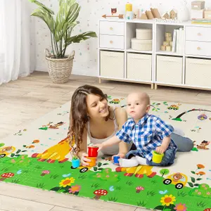 Costway oldable Baby Play Mat 200 x 180 cm Extra Large Baby Floor Mat w/ Carry Bag