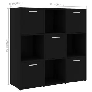 Berkfield Book Cabinet Black 90x30x90 cm Engineered Wood