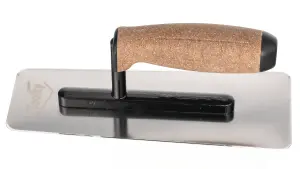 Toolty Venetian Trowel with Cork Handle on Aluminium Foot 240mm for Plastering Rendering Smoothing Finishing DIY