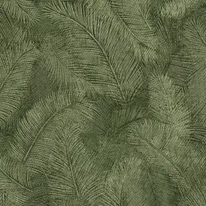 Grandeco  Floating Leaf Feather Textured Wallpaper,  Green