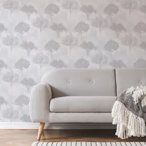 Superfresco Easy Birch Forest Silver Wallpaper