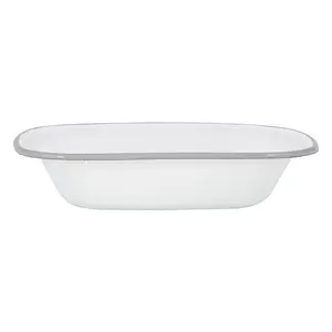 Argon Tableware - White Enamel Pie Dish - 25.5cm White/Grey