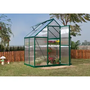 Mythos 6 Ft W x 4 Ft D Greenhouse Green / 208cm H x 185cm W x 126cm D