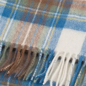 Lambswool Scottish Tartan Clan Scarf Stewart Muted Blue One Size