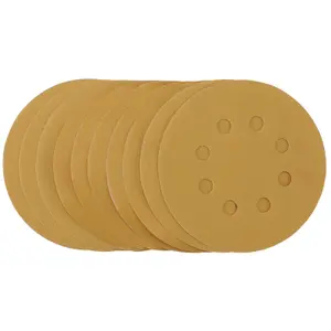 Draper  Gold Sanding Discs with Hook & Loop, 125mm, 320 Grit (Pack of 10)  59766