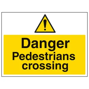 Pedestrians Crossing Warning Sign - Adhesive Vinyl - 400x300mm (x3)