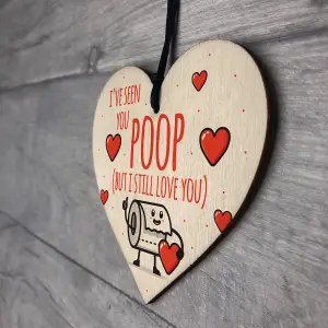 Red Ocean Valentines Funny Wood Heart Gift For Him Her Boyfriend Girlfriend Hanging Sign