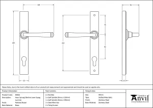 From The Anvil Polished Nickel Avon Slimline Lever Espag. Lock Set