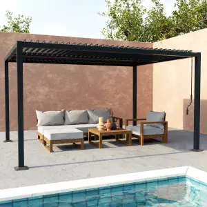 sweeek. 3x4m louvered aluminium pergola with adjustable slats Palace Anthracite 392x292x211 cm