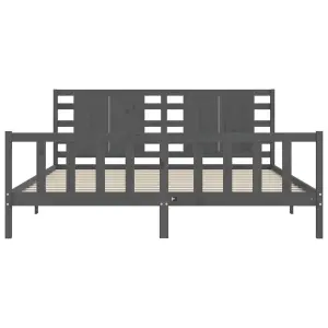 Berkfield Bed Frame with Headboard Grey 200x200 cm Solid Wood