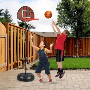 COSTWAY Kids Basketball Hoop with Dart Board & Fillable Base 1.8 M Height Adjustable Basketball Stand