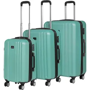 3-Piece Lightweight Teal ABS Luggage Set with Spinner Wheels - Travel Cases 20 24 28 Inches