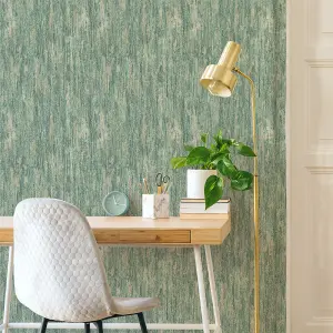 Belgravia Décor Retreat Green Distressed Textured Wallpaper