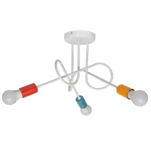 Luminosa Oxford Multi Arm Semi Flush Ceiling Light White, Orange, Red, Turquoise 50cm