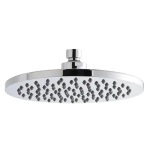 Nes Home Modern Chrome Round Overhead Swivel Rain Shower Head & Solid Solid Brass 250 mm Ceiling Mounted Arm