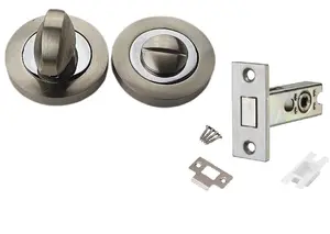 Duo Finish Chrome/Satin Nickel Turn & Release with Dead Bolt Set for Bathroom WC, Toilet - Golden Grace