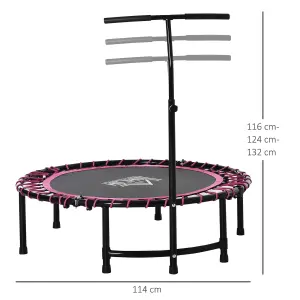 HOMCOM Foldable Trampoline Silent Bouncer Jumper w/ Adjustable Handle -Pink