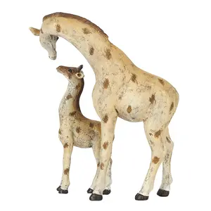 Giraffe Mother And Baby Ornament H14 cm