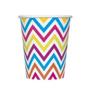 Unique Party Paper Chevron Party Cup (Pack of 8) Multicoloured (One Size)