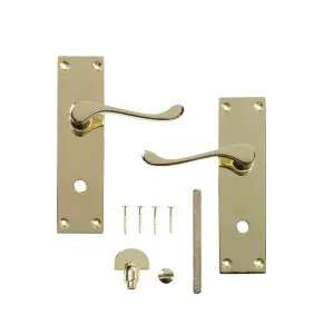 Colours Nehou Polished Brass effect Zamak Scroll WC Door handle (L)96mm (D)55mm, Pair