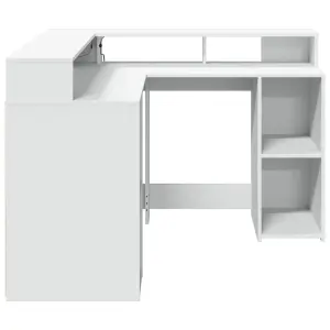 Berkfield Desk with LED Lights White 130x130x91 cm Engineered Wood