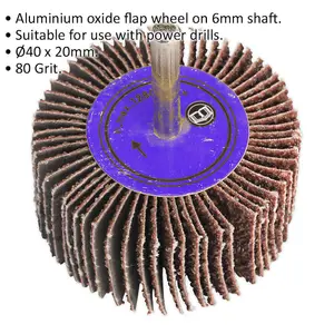 High-Quality 40mm Aluminium Oxide Flap Wheel with 6mm Shaft and 80 Grit for Precision Sanding