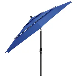 Berkfield 3-Tier Parasol with Aluminium Pole Azure Blue 3.5 m