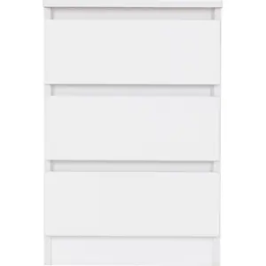 Braunstein 3 Drawer Bedside Table White