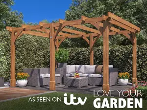 Dunster House Wooden Pergola Garden Plant Frame Furniture Kit Leviathan 4m x 3m